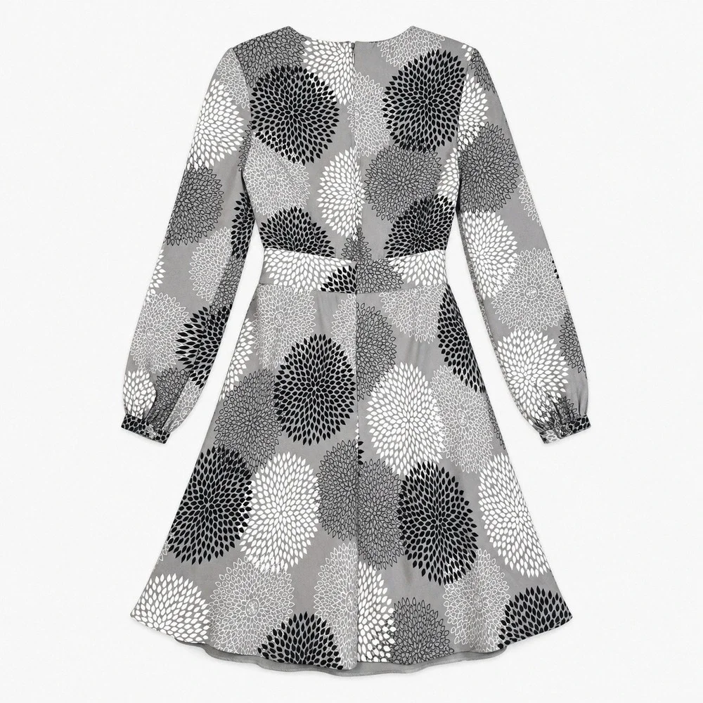 Tory Burch Wendy Silk Sequin Mini Dress Women's 2 Gray Floral Archival Mod Glam
